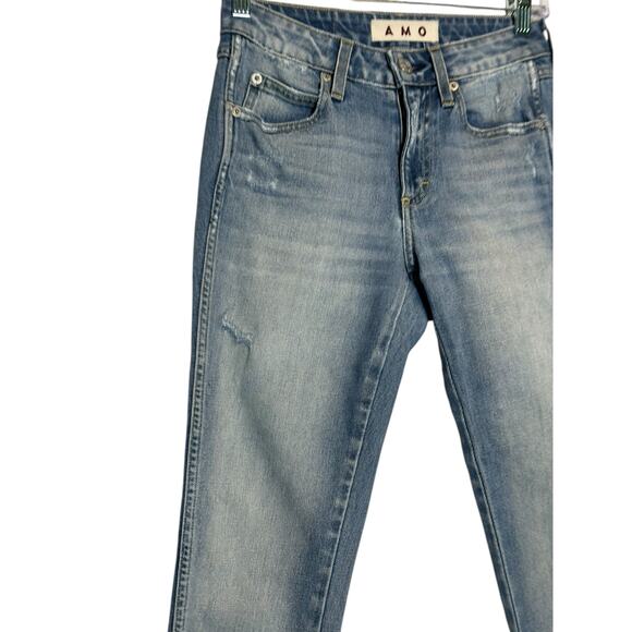 AMO Twist Fray Heartbreaker blue distressed skinny jeans size 25-2 - Picture 8 of 16
